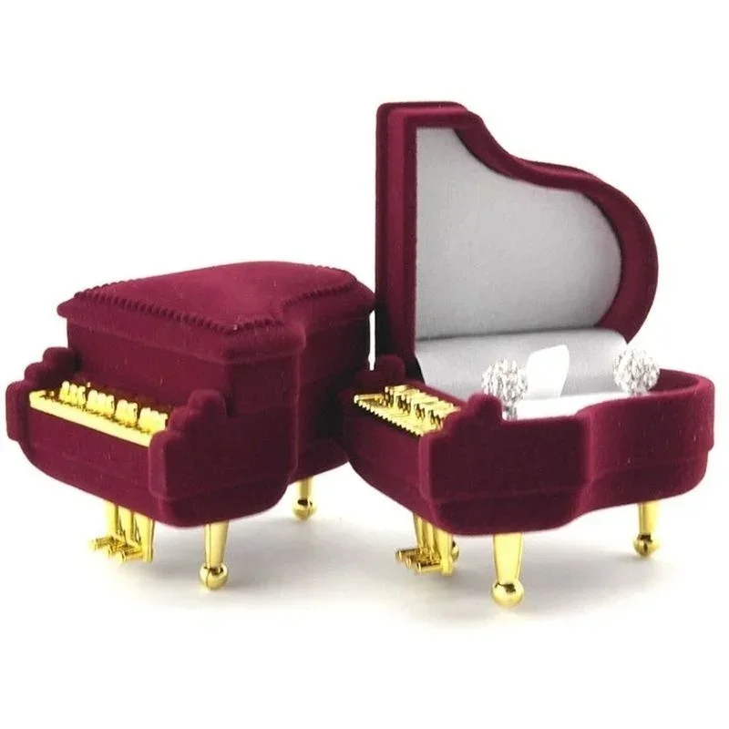 Velvet Jewelry Box - New Creative Cute Piano Shape Velvet