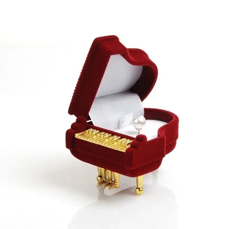 New Creative Cute Piano Shape  - огляд і ціна Velvet Jewelry Box